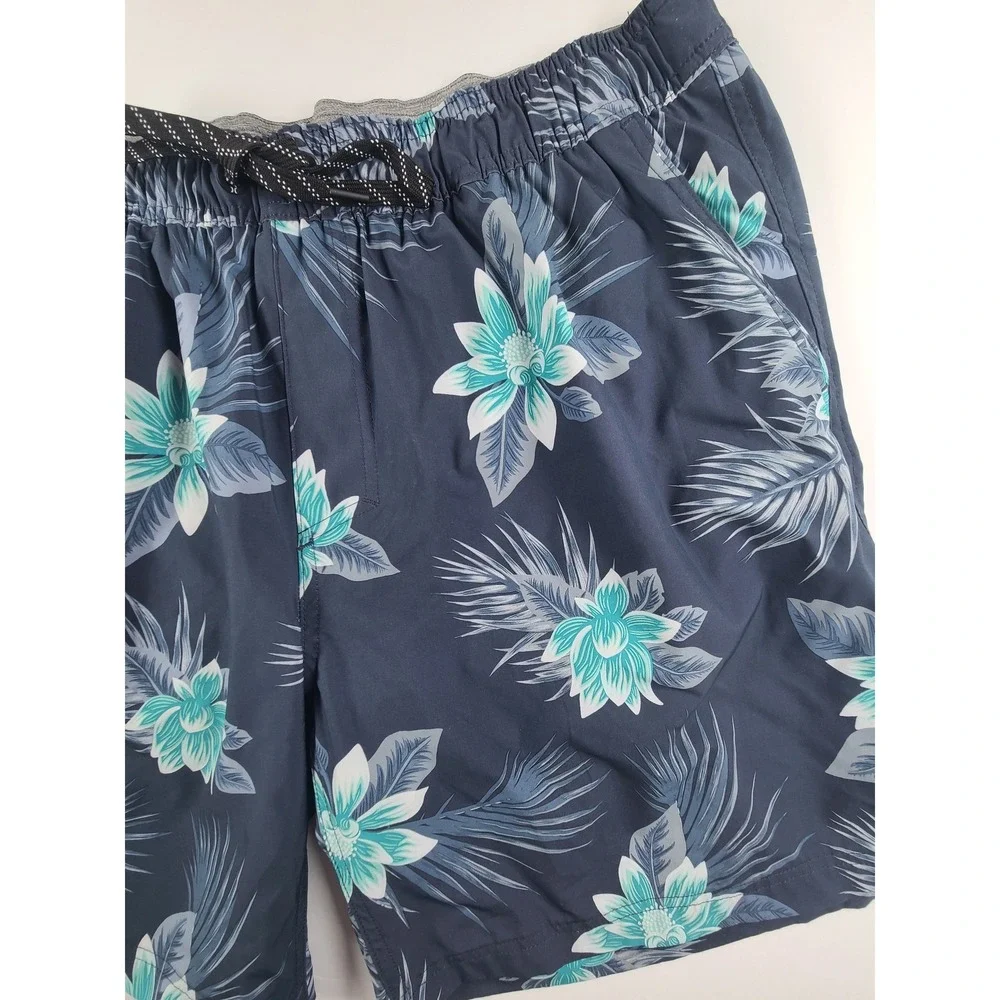 Hurley Swim Trunks Shorts Mens XXL Navy Floral Tropical W/ Liner Elastic Waist
